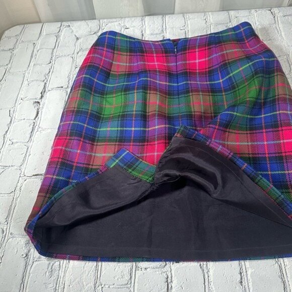 Vintage Talbots Plaid Wool Skirt size 12P 12 Petite Fuchsia Magenta Green Blue - Picture 14 of 16